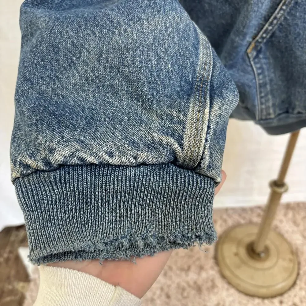 Vtg 2003 Carhartt denim hooded flannel lined jacket - Picture 3 of 12